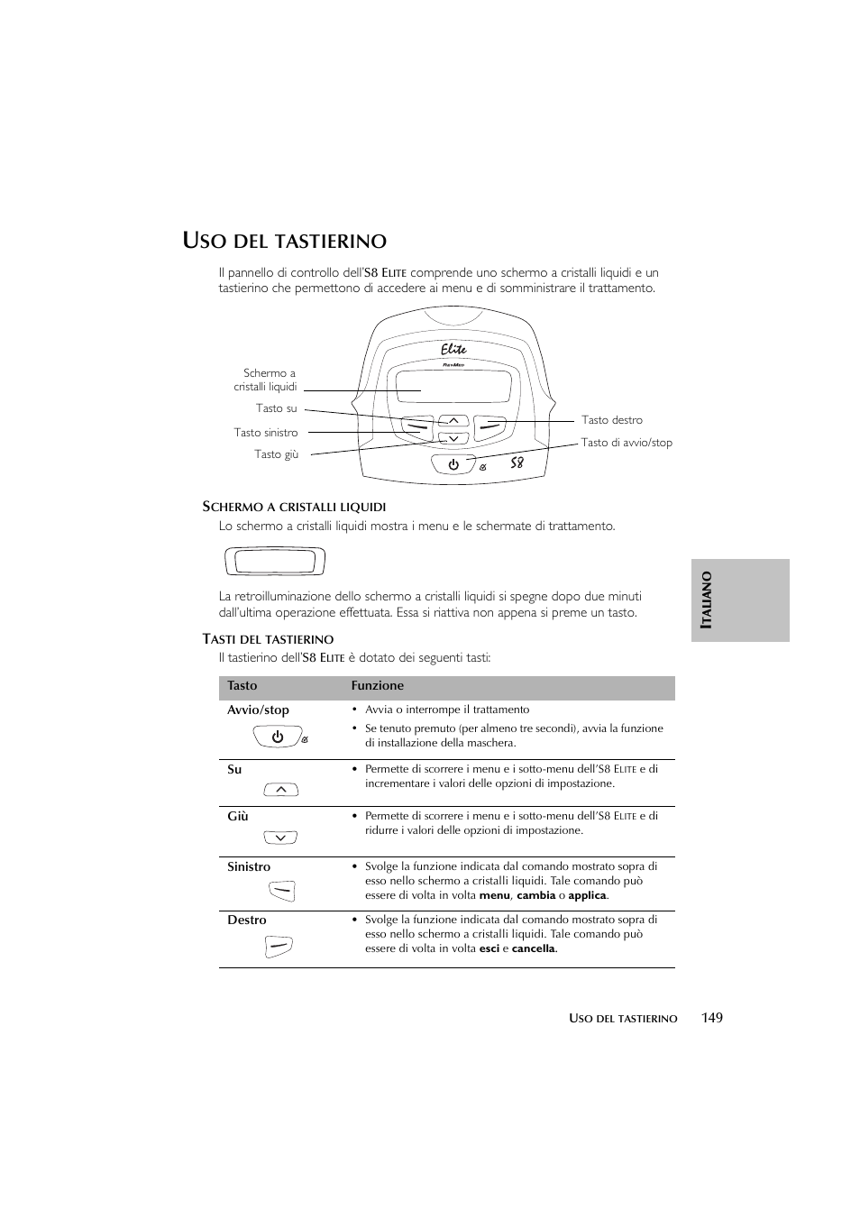 Tastierino | ResMed Flow Generator S8 Elite System User Manual | Page 153 / 314