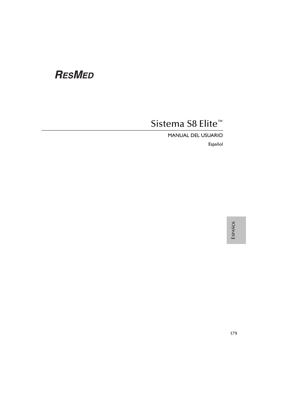 Sistema s8 elite | ResMed Flow Generator S8 Elite System User Manual | Page 183 / 314