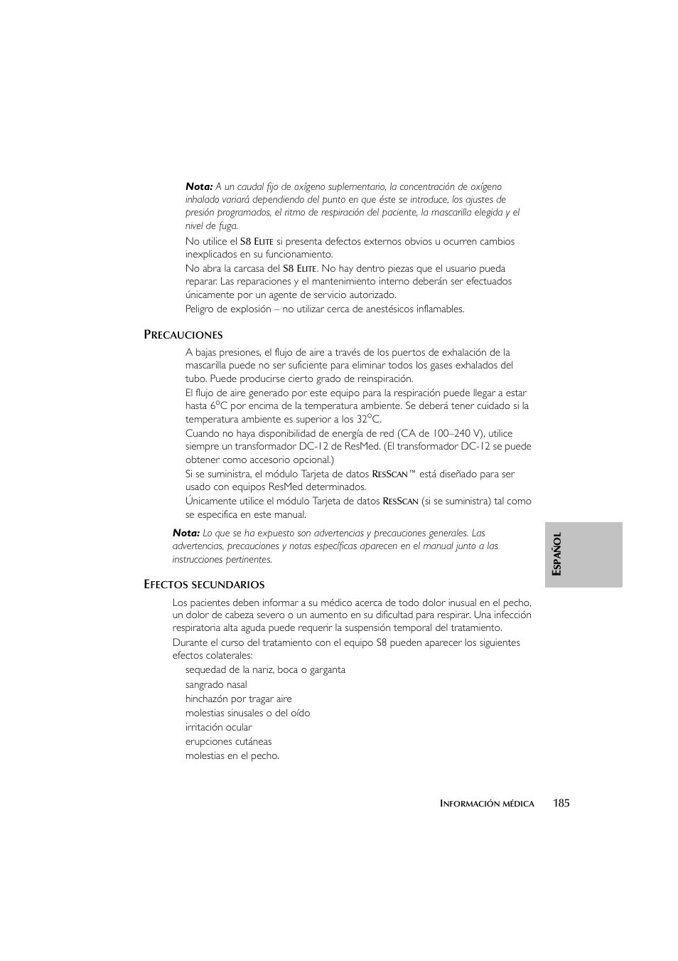 ResMed Flow Generator S8 Elite System User Manual | Page 189 / 314