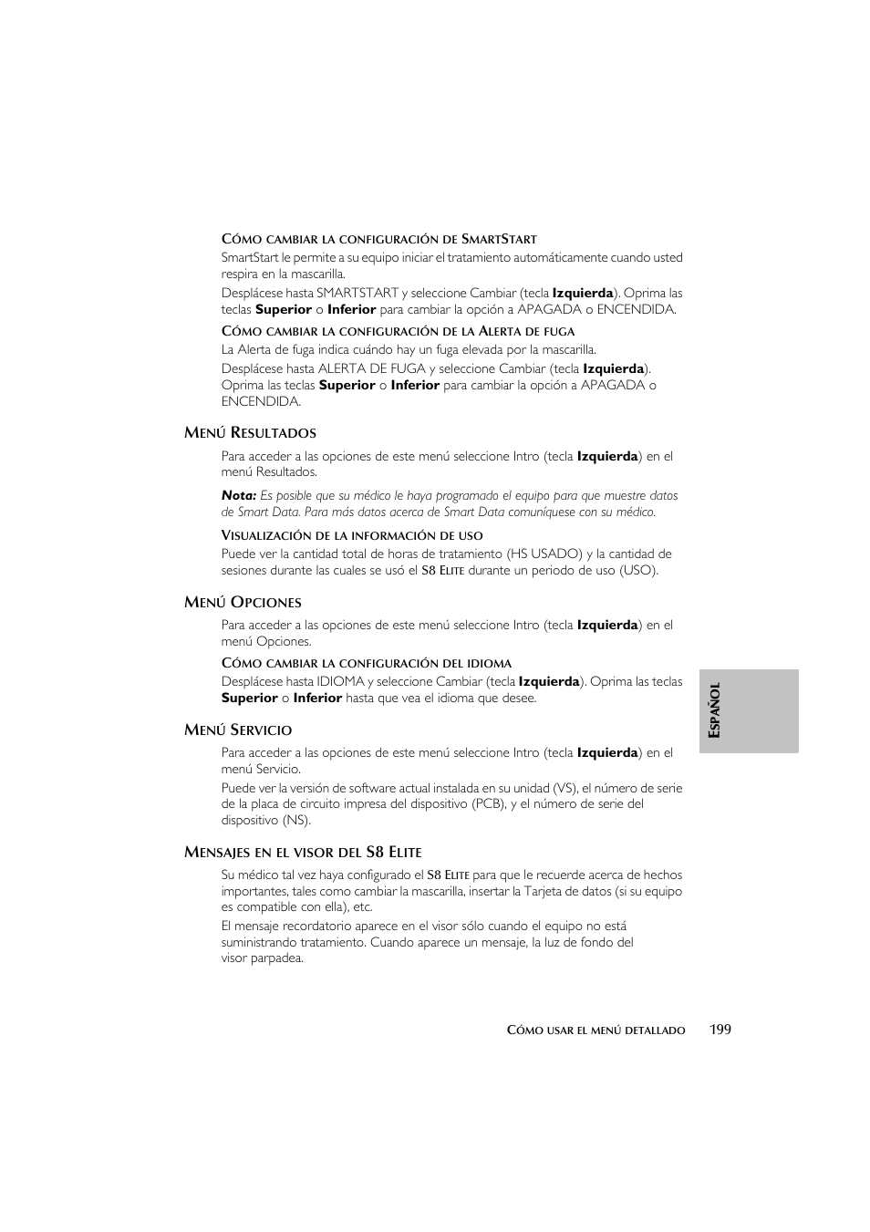 S8 e | ResMed Flow Generator S8 Elite System User Manual | Page 203 / 314