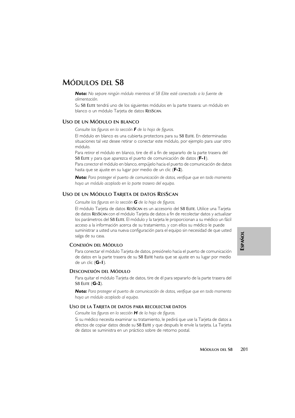 Ódulos | ResMed Flow Generator S8 Elite System User Manual | Page 205 / 314