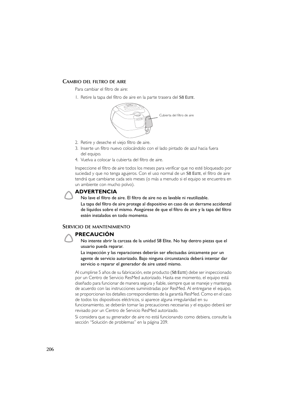 ResMed Flow Generator S8 Elite System User Manual | Page 210 / 314