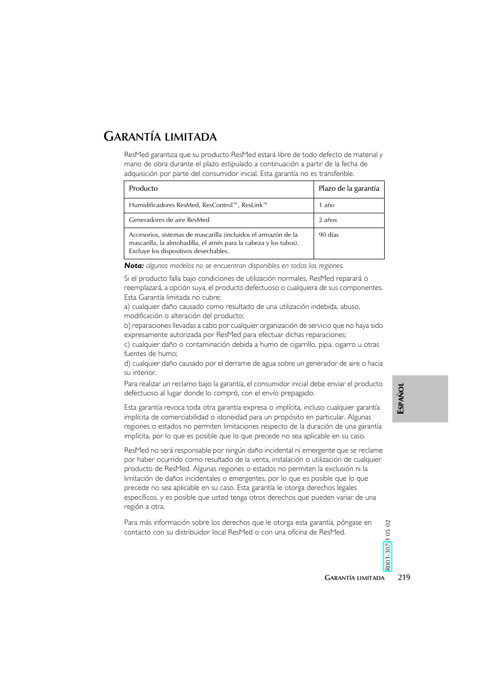 Arantía, Limitada | ResMed Flow Generator S8 Elite System User Manual | Page 223 / 314