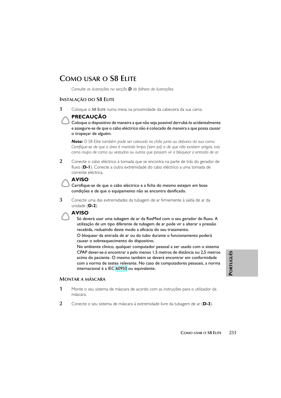 S8 e, Usar, Lite | ResMed Flow Generator S8 Elite System User Manual | Page 237 / 314
