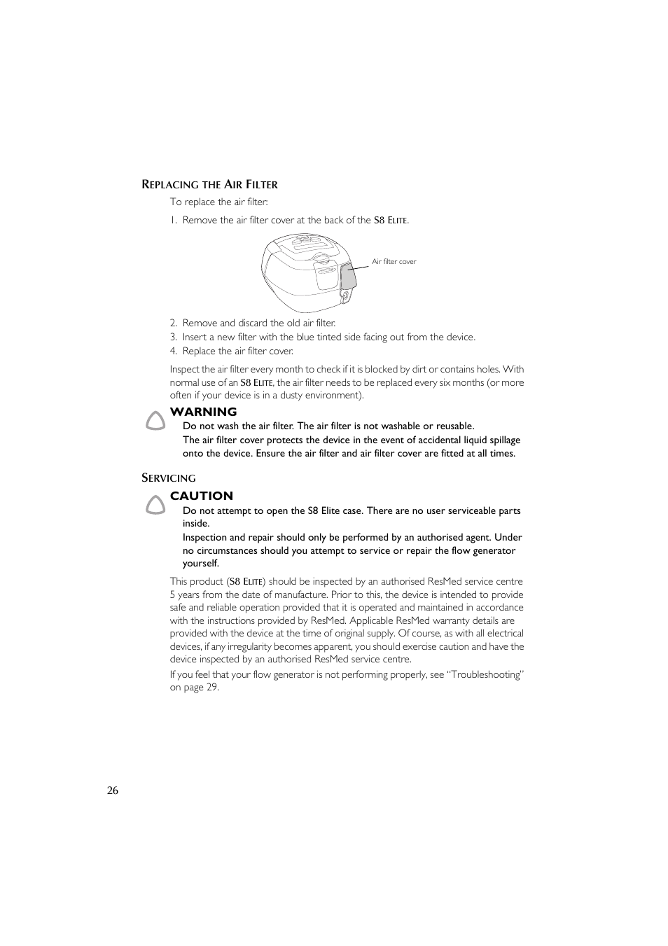 ResMed Flow Generator S8 Elite System User Manual | Page 30 / 314