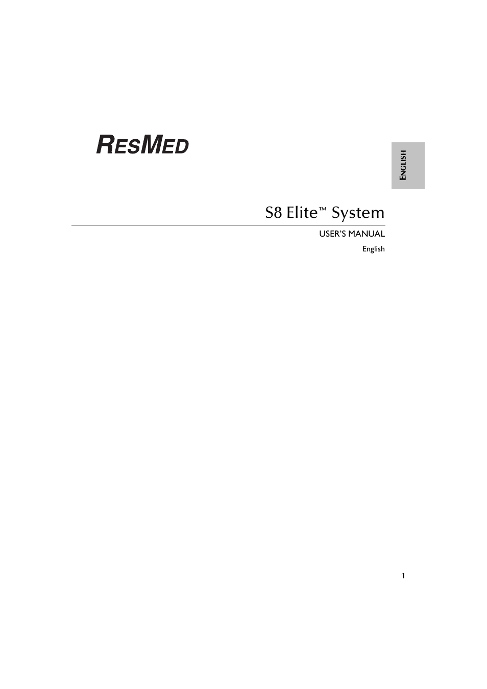 S8 elite, System | ResMed Flow Generator S8 Elite System User Manual | Page 5 / 314