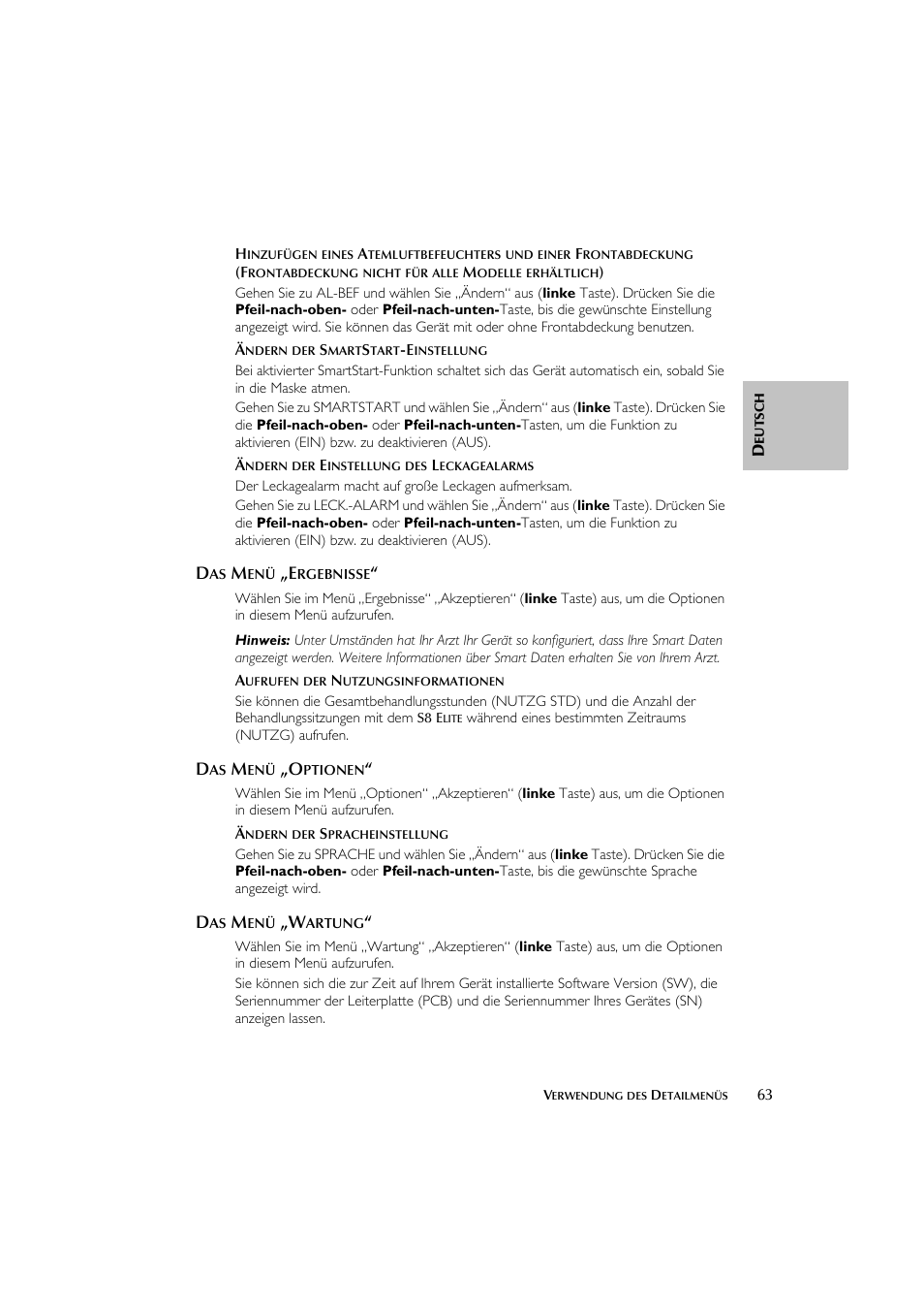 ResMed Flow Generator S8 Elite System User Manual | Page 67 / 314