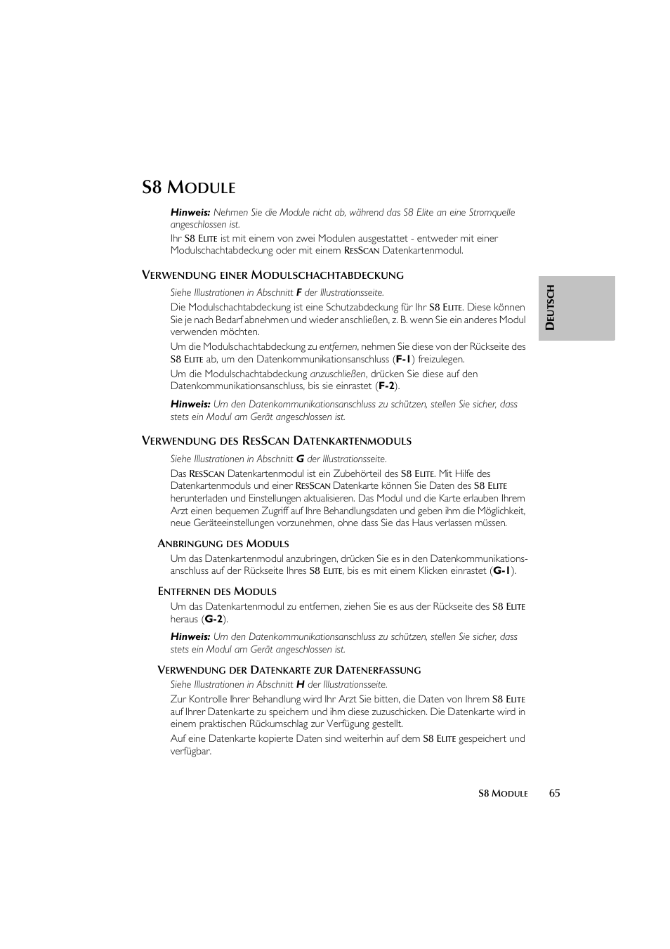 S8 m, Odule | ResMed Flow Generator S8 Elite System User Manual | Page 69 / 314