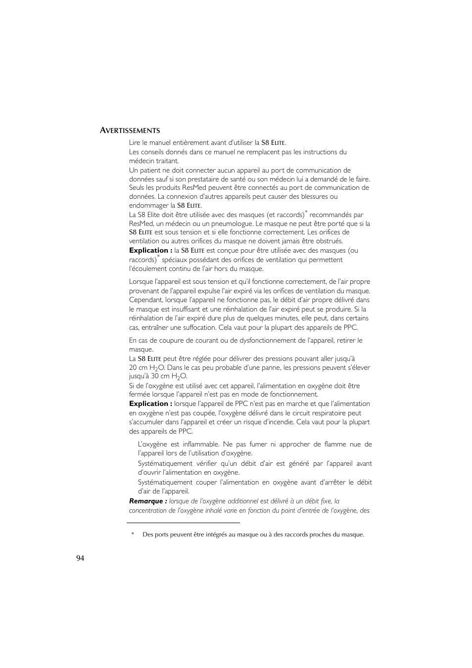 ResMed Flow Generator S8 Elite System User Manual | Page 98 / 314