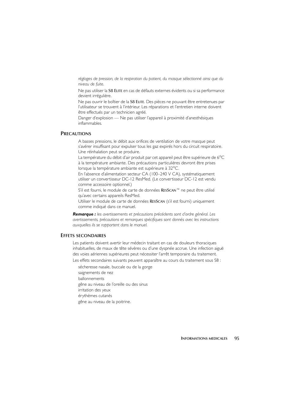 ResMed Flow Generator S8 Elite System User Manual | Page 99 / 314