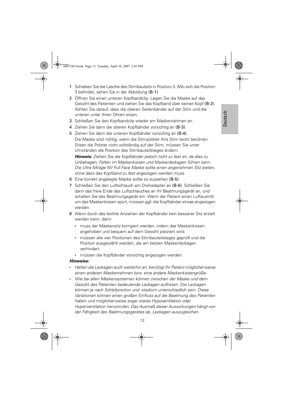 ResMed Non-Vented Full Face Mask Ultra Mirage User Manual | Page 17 / 74