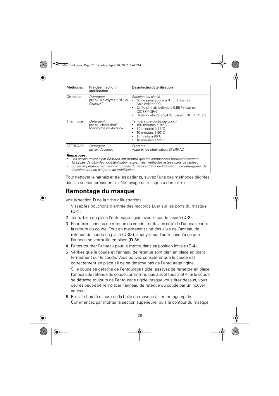 Remontage du masque | ResMed Non-Vented Full Face Mask Ultra Mirage User Manual | Page 30 / 74