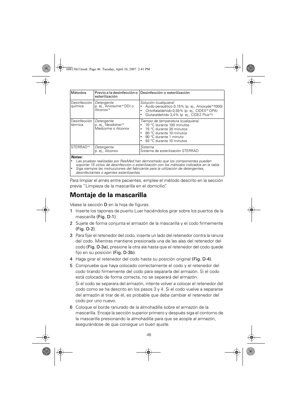 Montaje de la mascarilla | ResMed Non-Vented Full Face Mask Ultra Mirage User Manual | Page 50 / 74