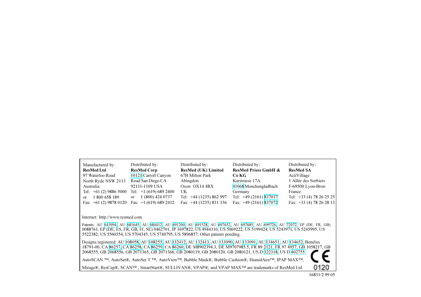 ResMed Ventilator Mask System Sullivan Mirage User Manual | Page 4 / 4