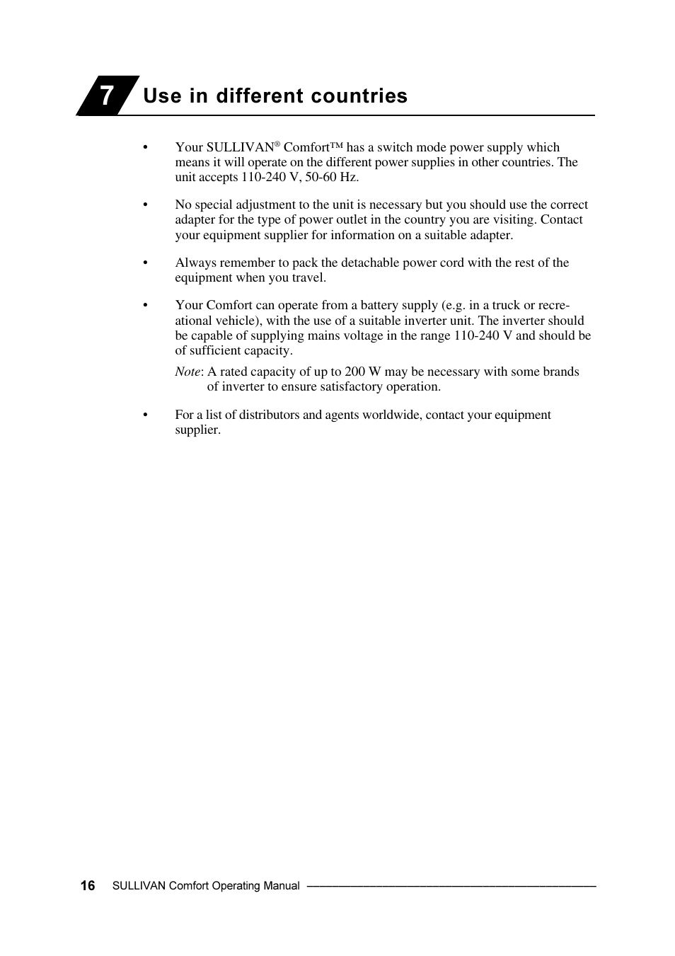 Use in different countries | ResMed Sullivan Comfort User Manual | Page 16 / 26