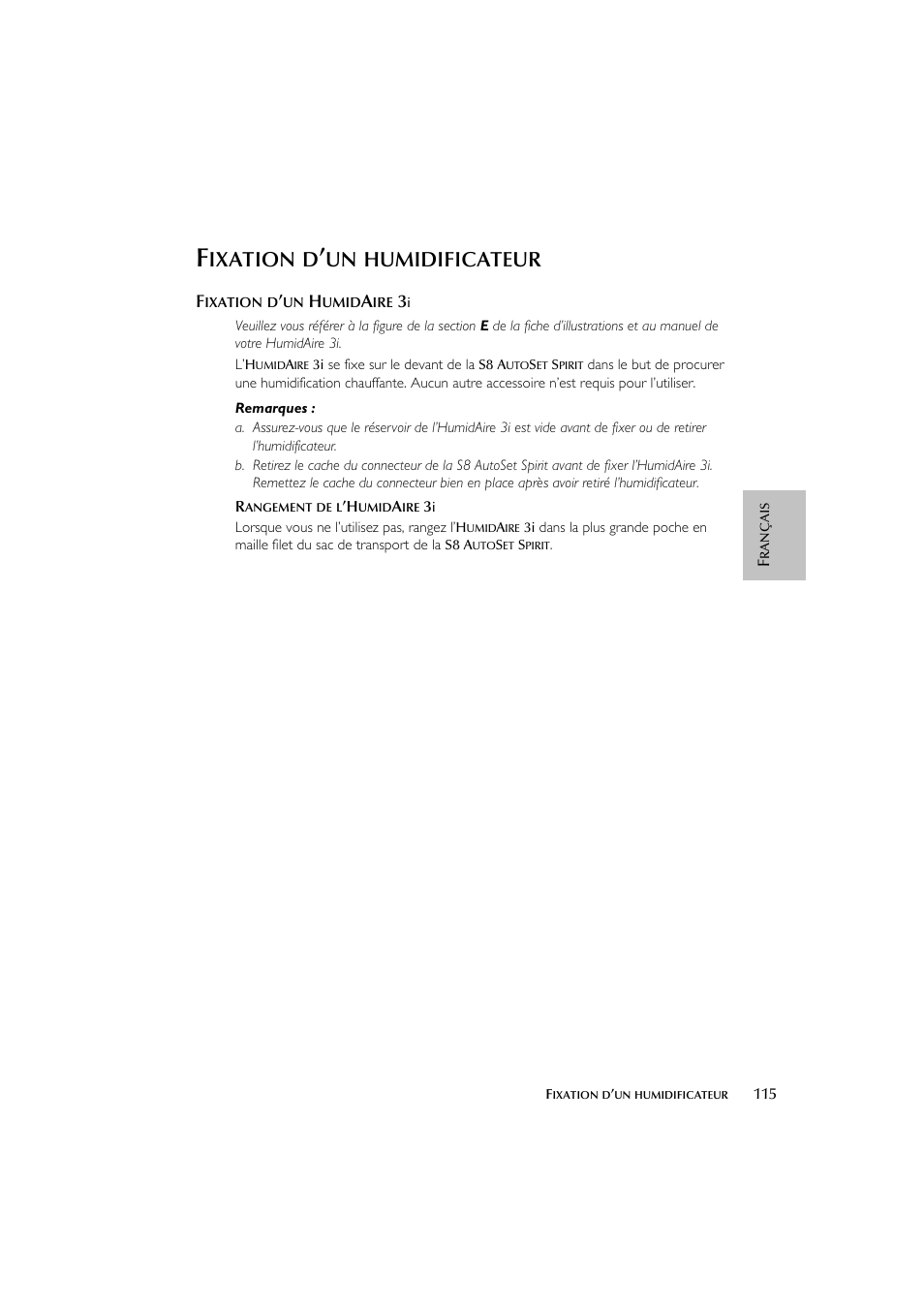 Ixation, Humidificateur | ResMed escape s8 User Manual | Page 119 / 358