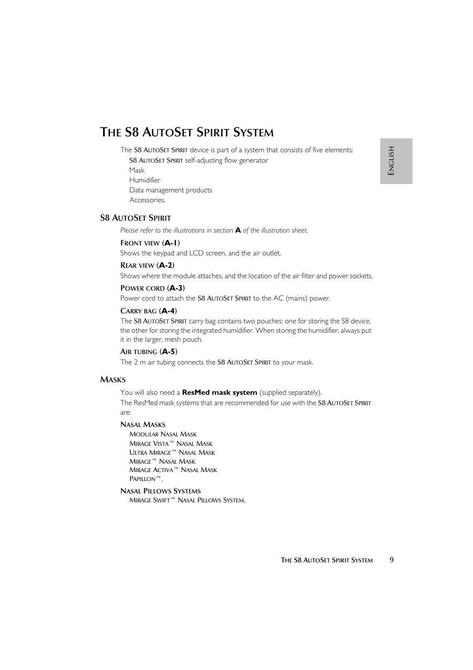 S8 a, Pirit, Ystem | ResMed escape s8 User Manual | Page 13 / 358