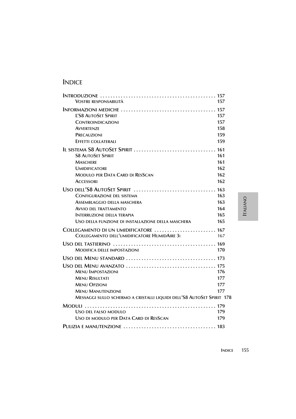 Ndice, S8 a | ResMed escape s8 User Manual | Page 159 / 358