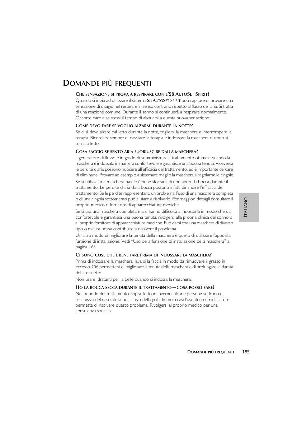 Omande, Frequenti | ResMed escape s8 User Manual | Page 189 / 358