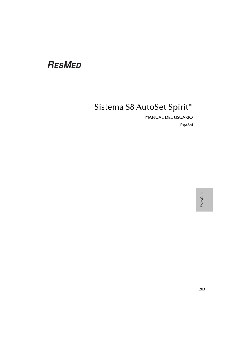 Sistema s8 autoset spirit | ResMed escape s8 User Manual | Page 207 / 358