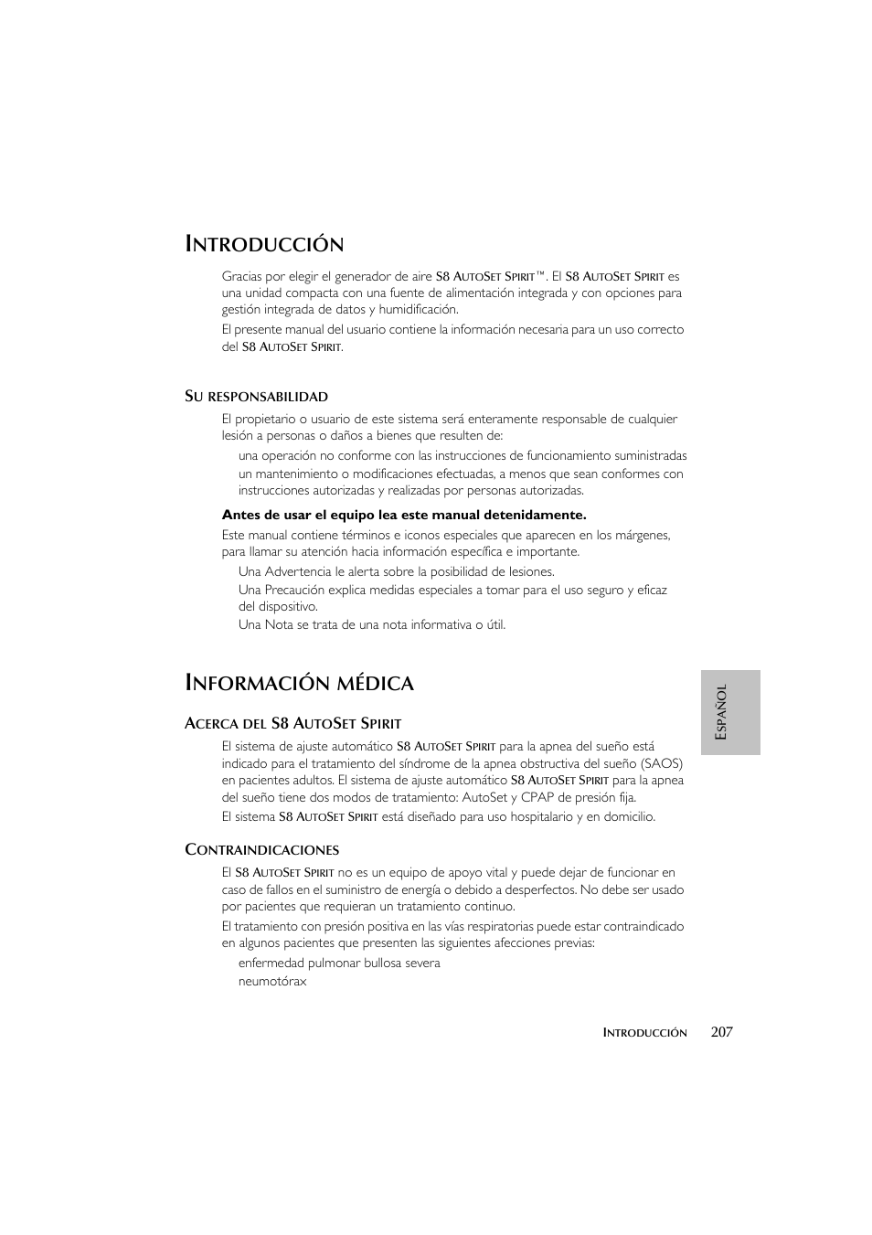 Ntroducción, Nformación, Médica | S8 a | ResMed escape s8 User Manual | Page 211 / 358