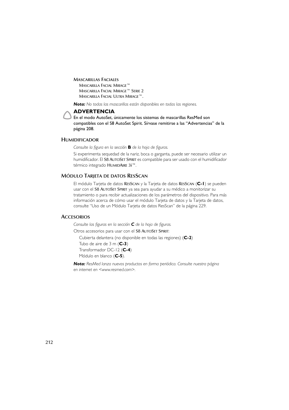 ResMed escape s8 User Manual | Page 216 / 358