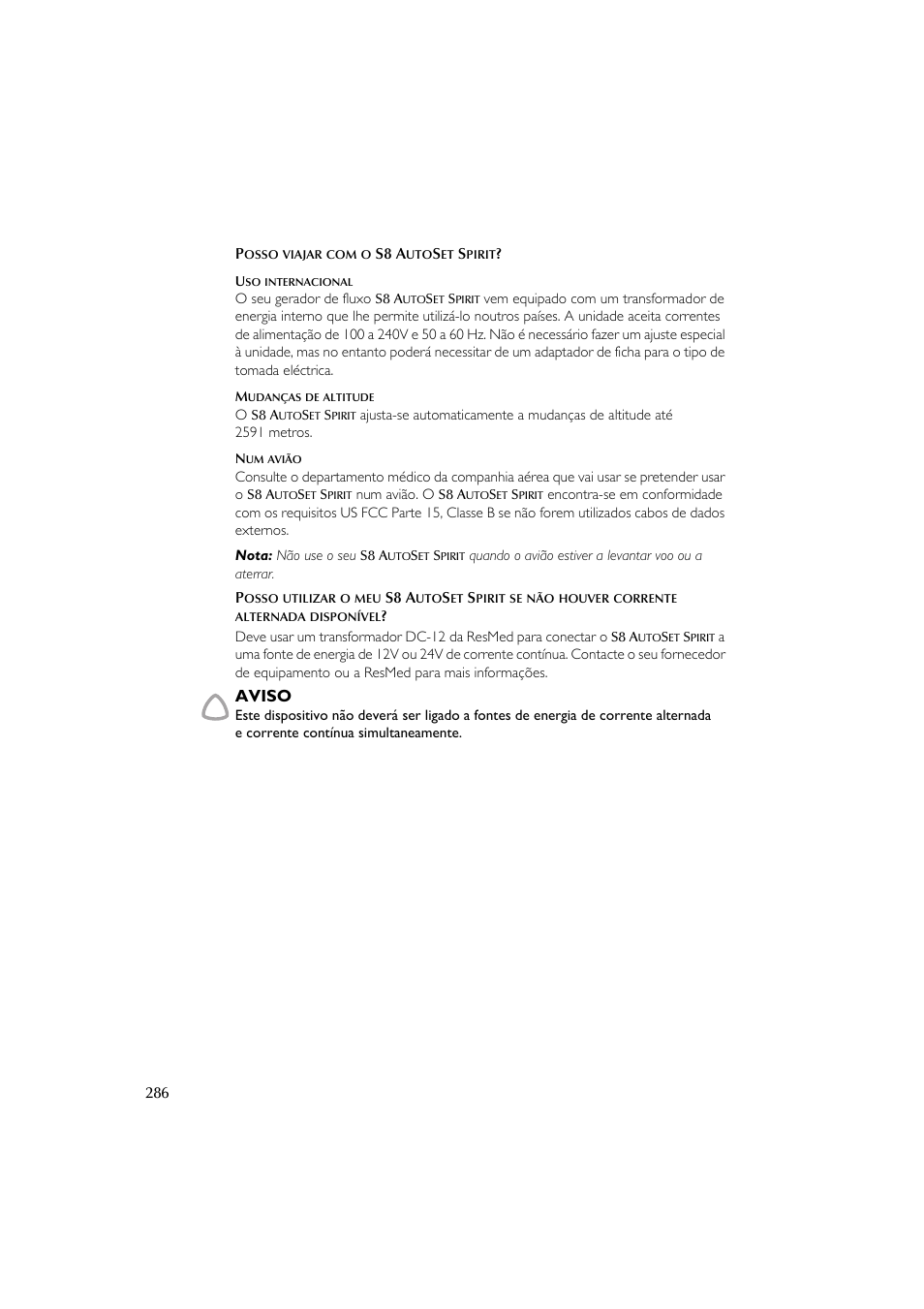 Aviso | ResMed escape s8 User Manual | Page 290 / 358