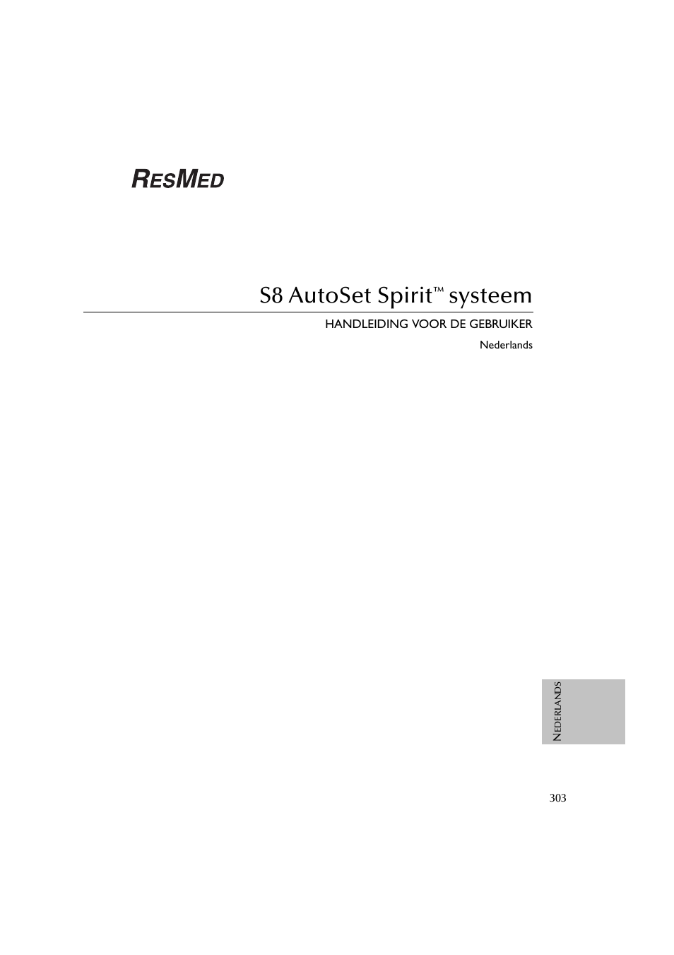 S8 autoset spirit, Systeem | ResMed escape s8 User Manual | Page 307 / 358