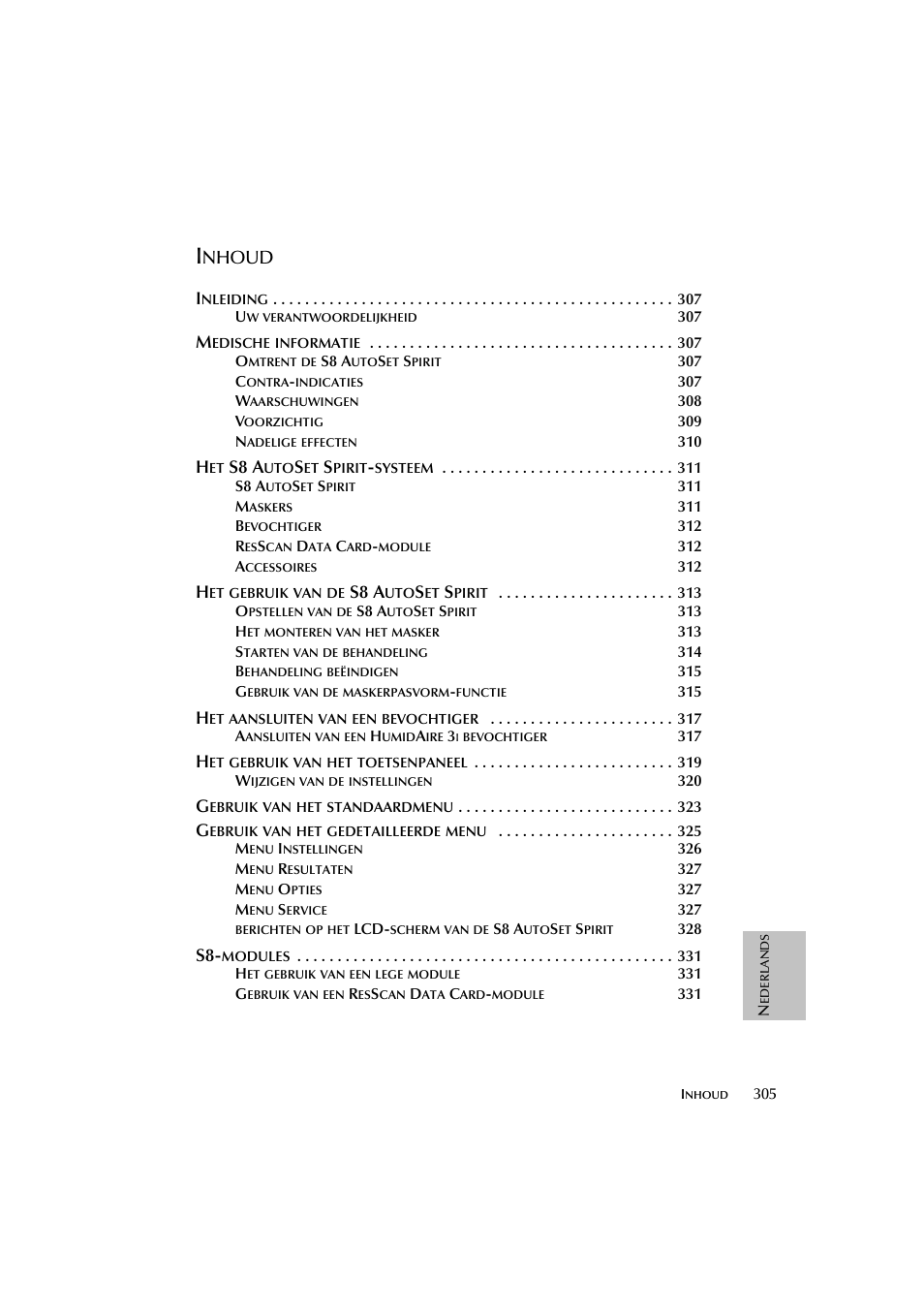 Nhoud, S8 a | ResMed escape s8 User Manual | Page 309 / 358