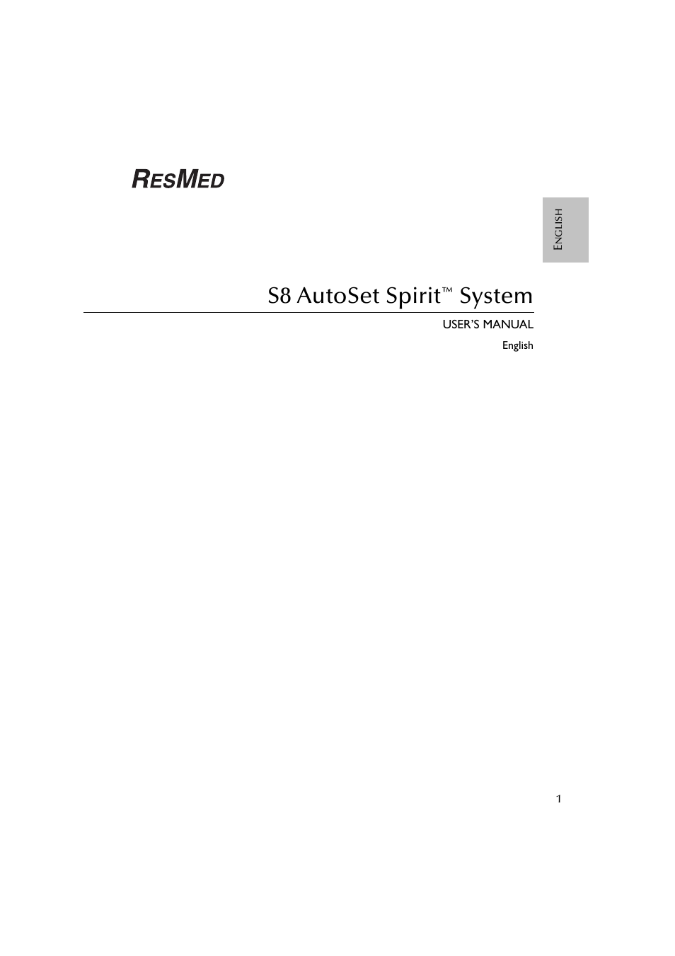 S8 autoset spirit, System | ResMed escape s8 User Manual | Page 5 / 358