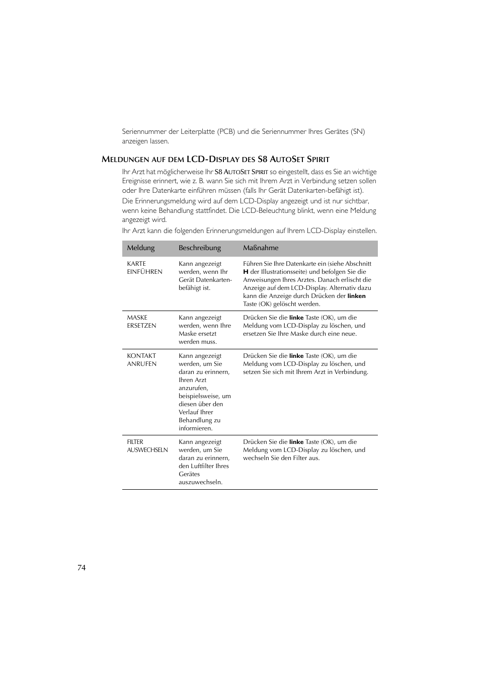 Lcd-d, S8 a | ResMed escape s8 User Manual | Page 78 / 358