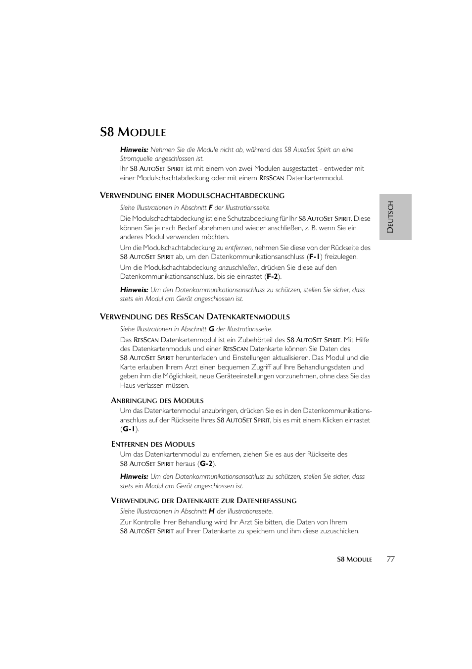 S8 m, Odule | ResMed escape s8 User Manual | Page 81 / 358