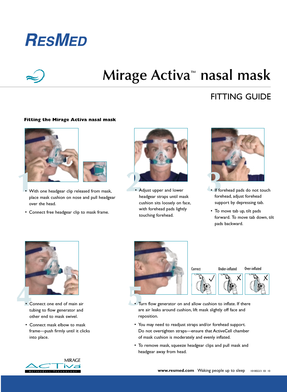 ResMed Nasal Mask Mirage Activa User Manual | 1 page