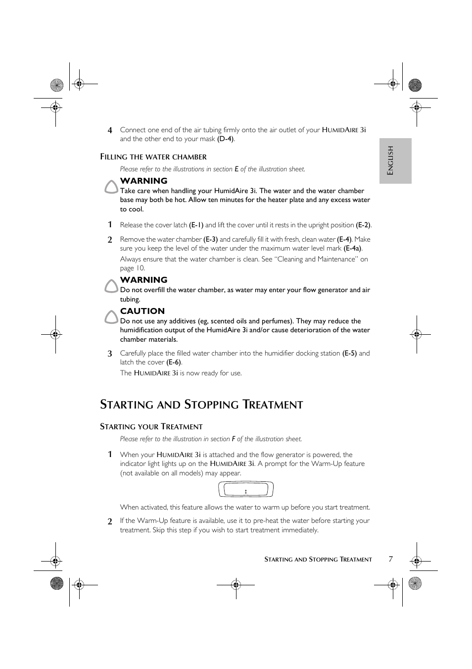 Tarting, Topping, Reatment | ResMed HumidAire 3i User Manual | Page 12 / 91