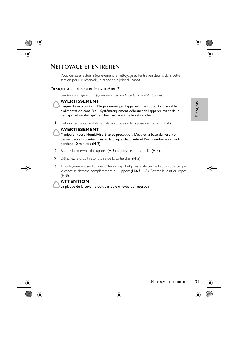 Ettoyage, Entretien | ResMed HumidAire 3i User Manual | Page 36 / 91