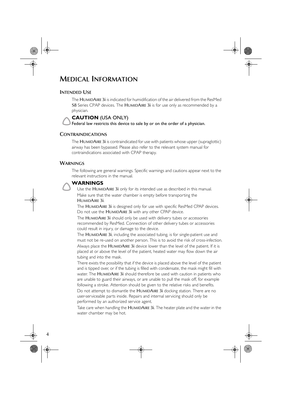Edical, Nformation | ResMed HumidAire 3i User Manual | Page 9 / 91