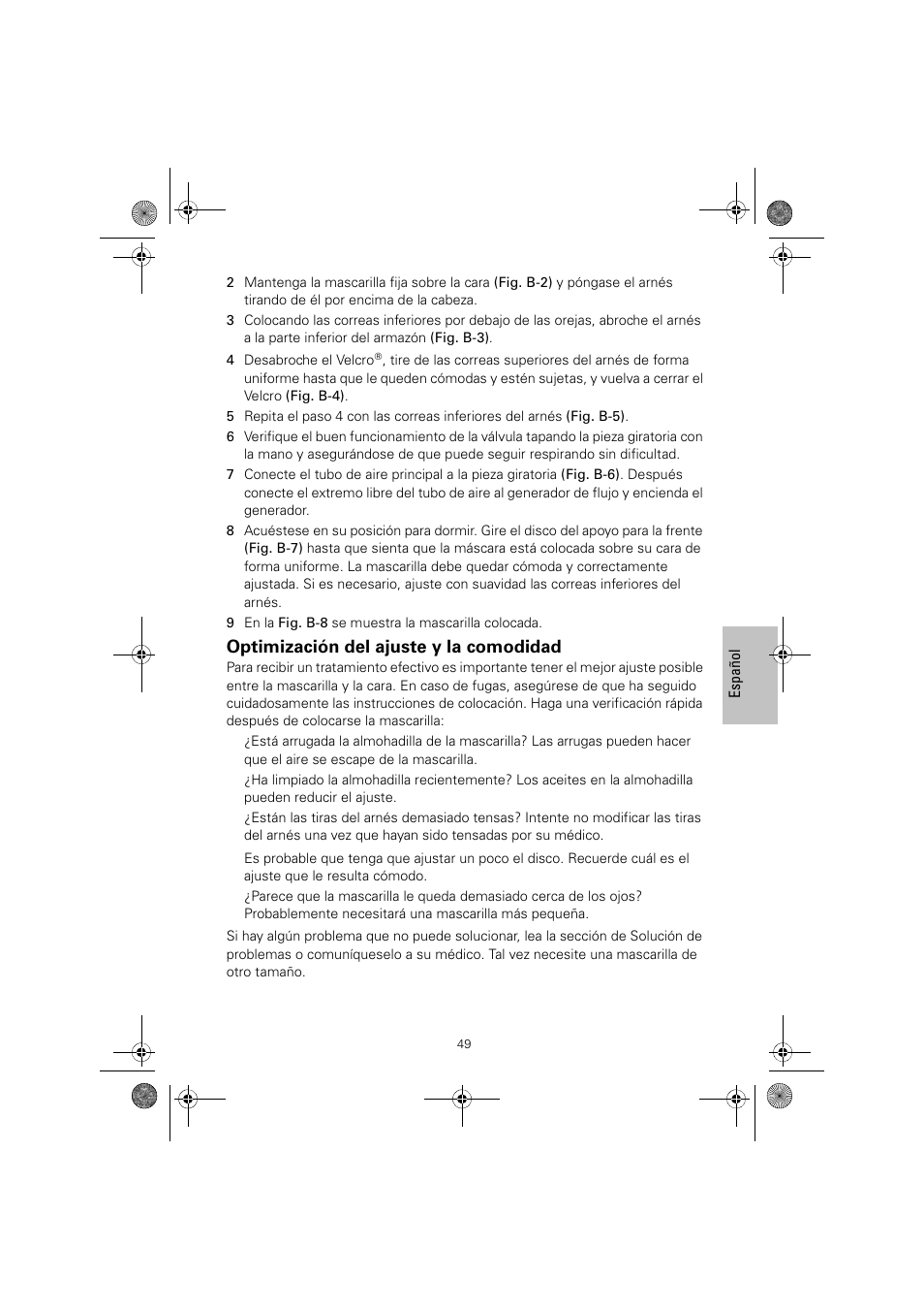 Optimización del ajuste y la comodidad | ResMed Mirage Quattro 61836/2 User Manual | Page 53 / 86