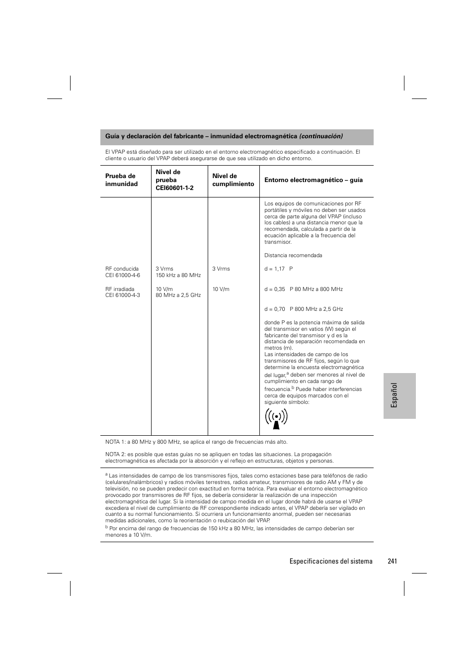 Espa ñol | ResMed VPAP III & III ST User Manual | Page 247 / 348