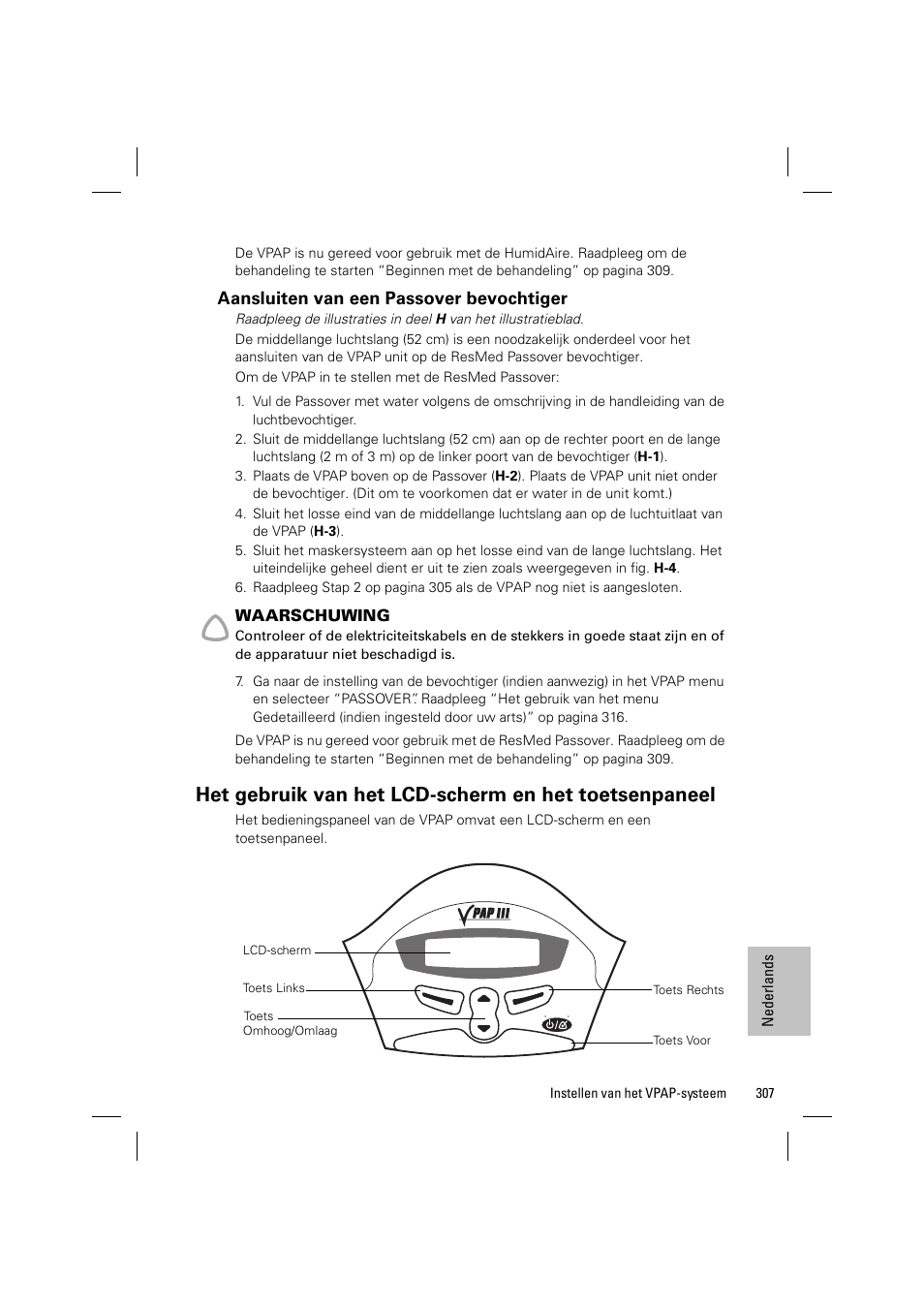 Aansluiten van een passover bevochtiger | ResMed VPAP III & III ST User Manual | Page 313 / 348