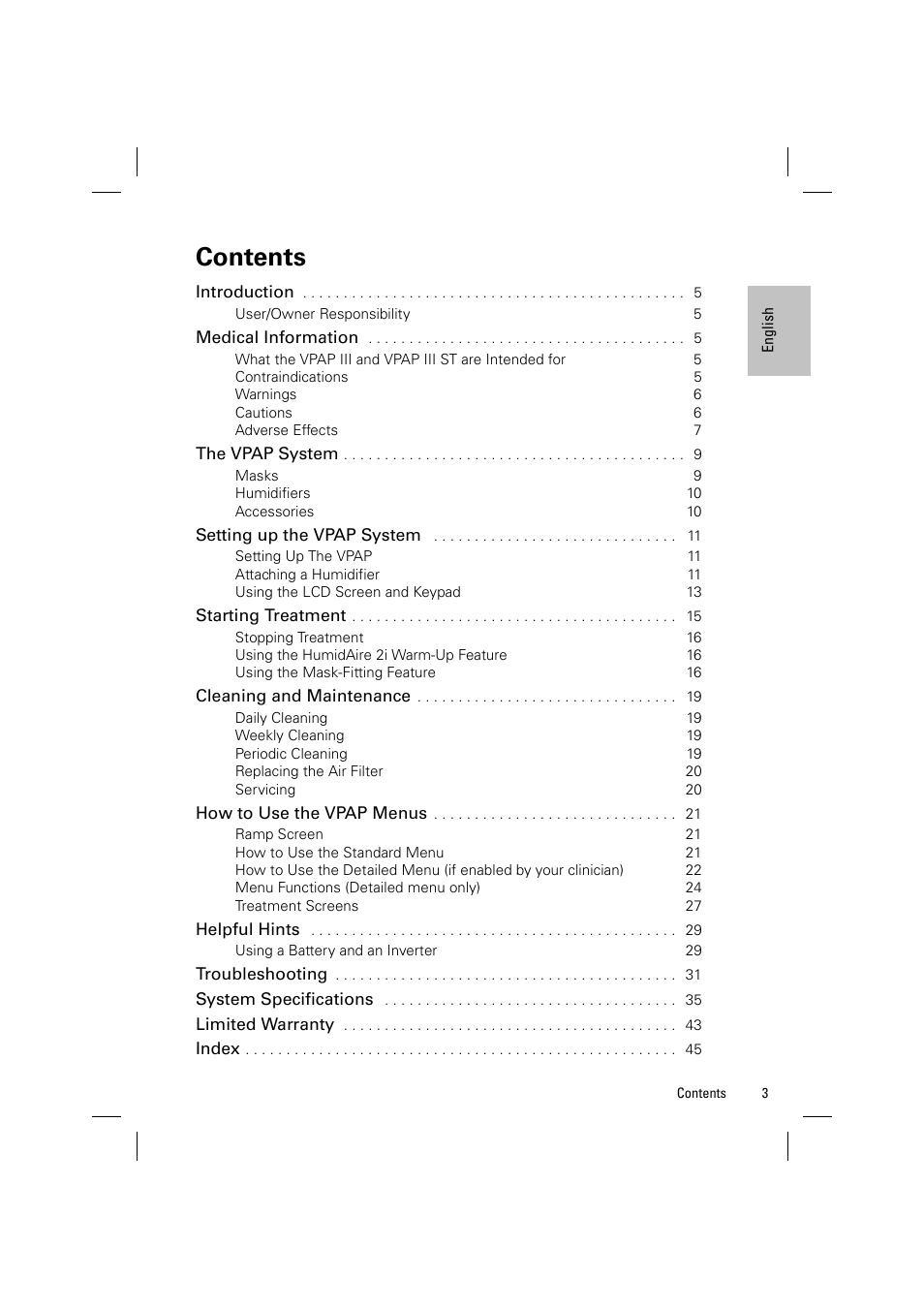 ResMed VPAP III & III ST User Manual | Page 9 / 348