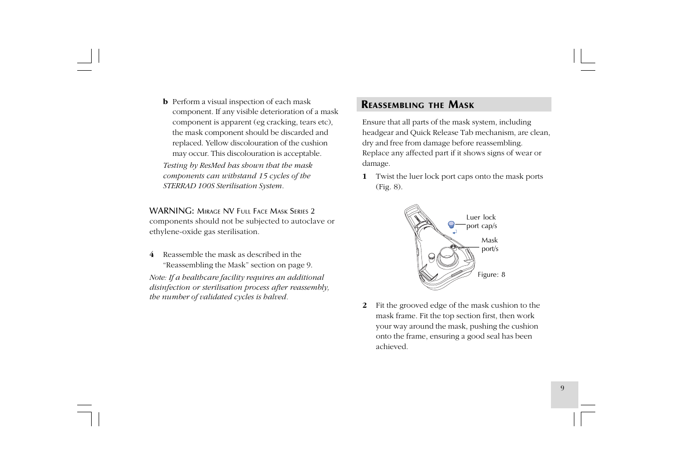 ResMed Mirage NV Full Face Mask Series 2 User Manual | Page 11 / 83