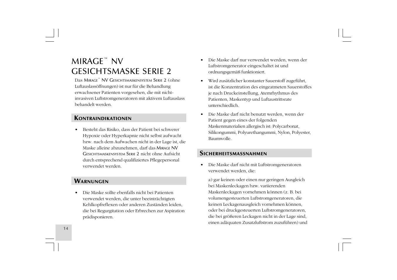 Mirage, Nv gesichtsmaske serie 2 | ResMed Mirage NV Full Face Mask Series 2 User Manual | Page 16 / 83