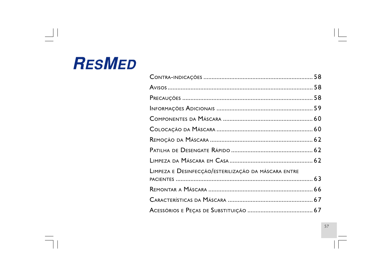 ResMed Mirage NV Full Face Mask Series 2 User Manual | Page 59 / 83