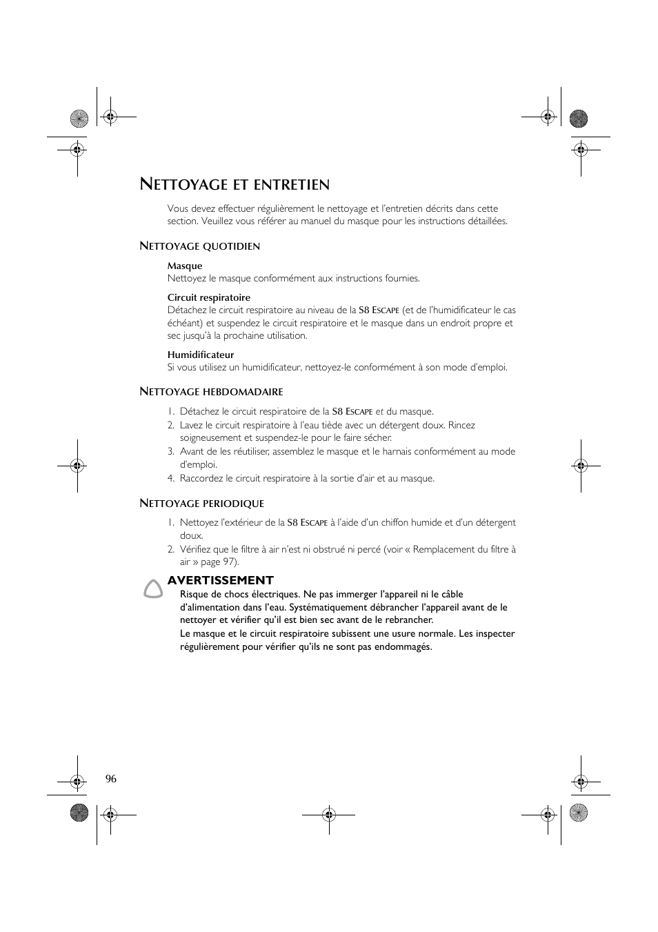 Ettoyage, Entretien | ResMed S8 User Manual | Page 101 / 269