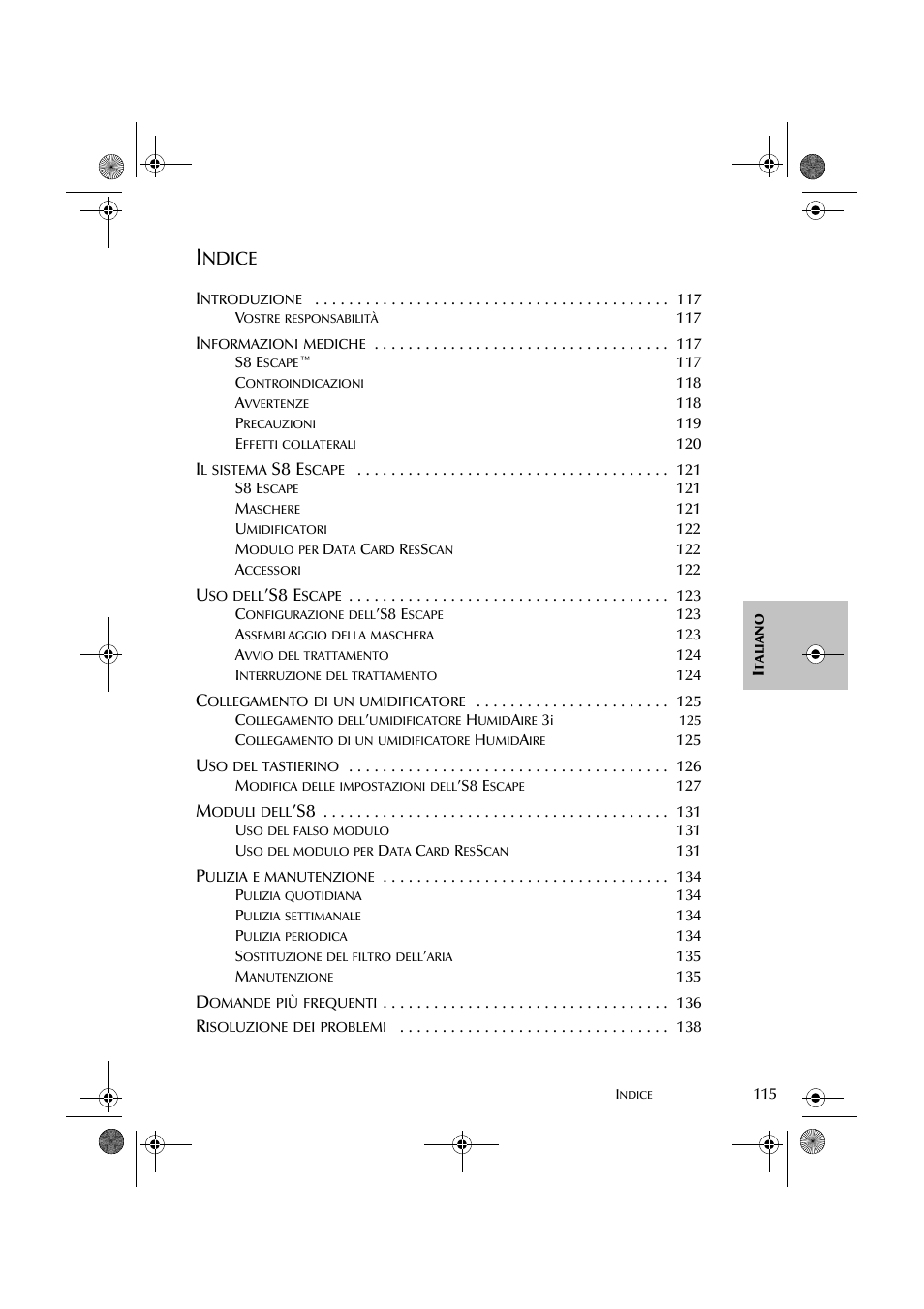 Ndice, S8 e | ResMed S8 User Manual | Page 120 / 269