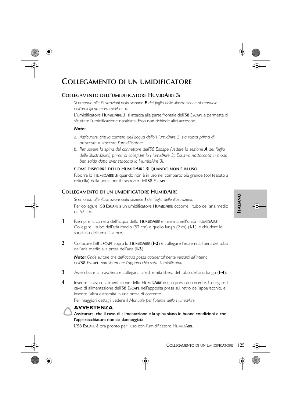 Ollegamento, Umidificatore | ResMed S8 User Manual | Page 130 / 269