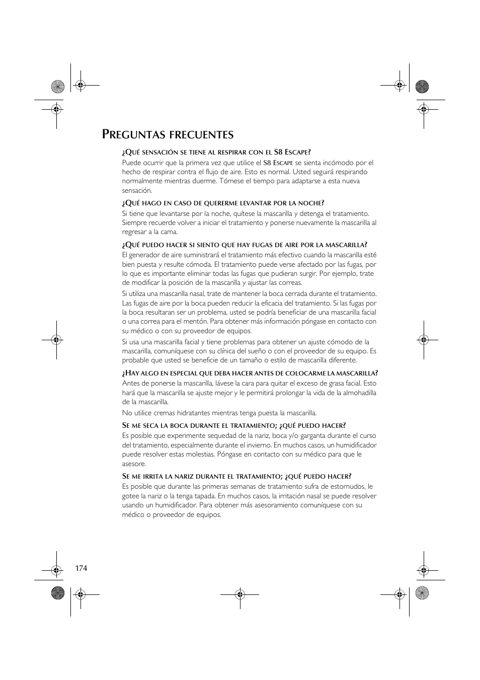 Reguntas, Frecuentes | ResMed S8 User Manual | Page 179 / 269