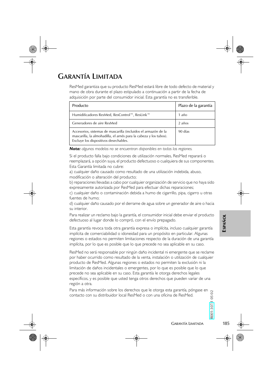 Arantía, Imitada | ResMed S8 User Manual | Page 190 / 269