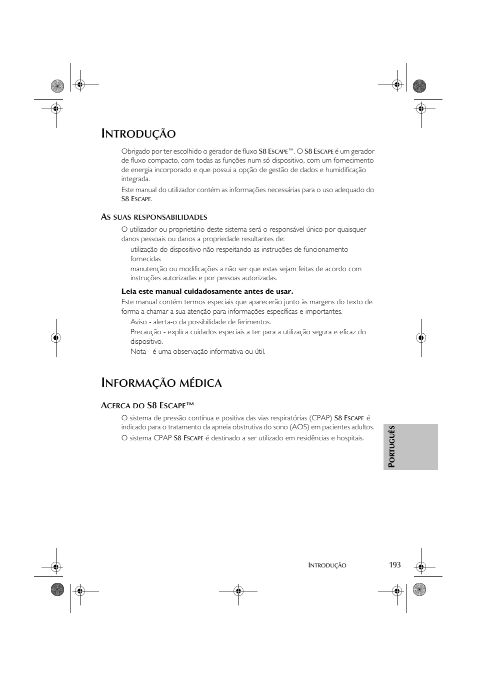 Ntrodução, Nformação, Médica | ResMed S8 User Manual | Page 198 / 269