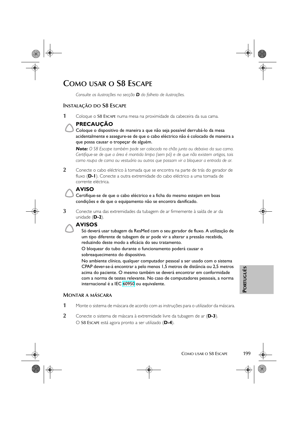 S8 e, Usar, Scape | ResMed S8 User Manual | Page 204 / 269